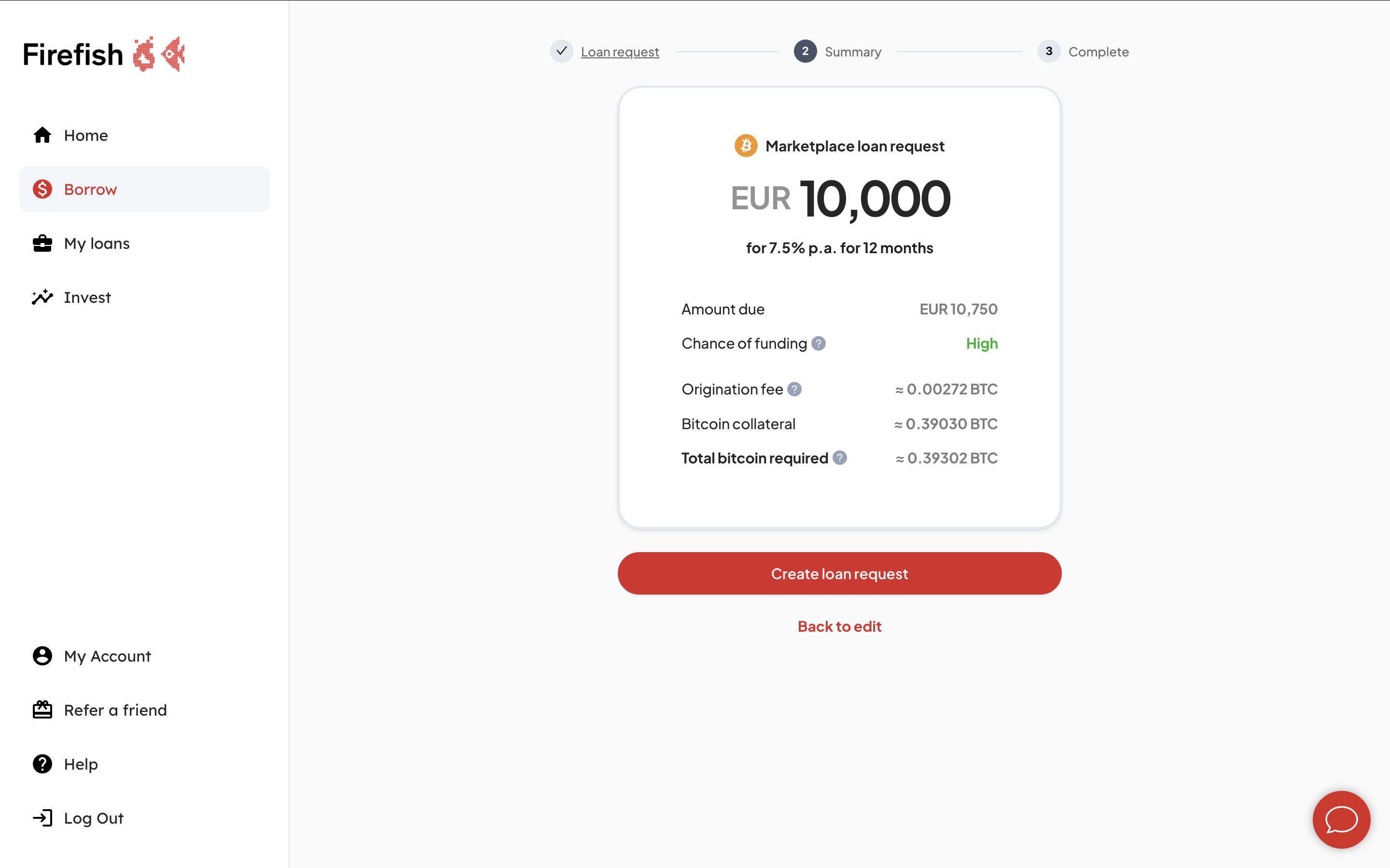Firefish redesigned marketplace loan summary